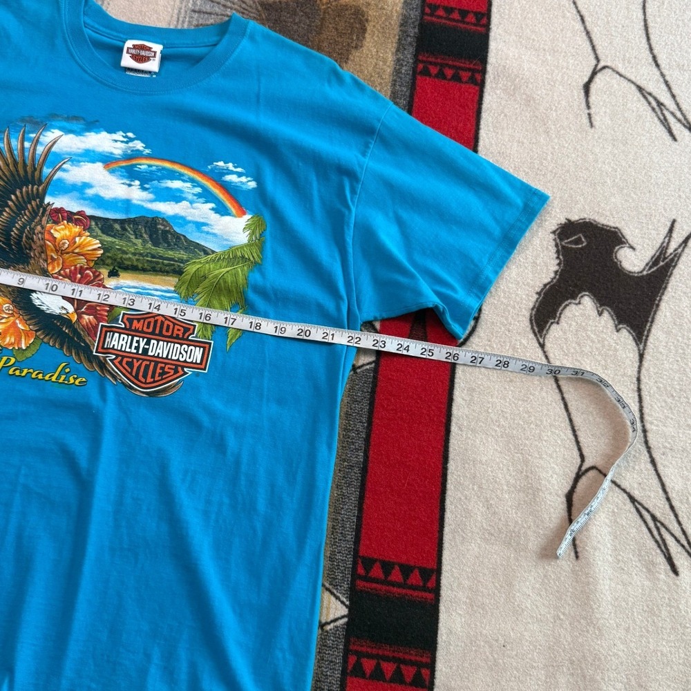 Harley-Davidson Honolulu Hawaii Eagle Ride in Paradise Blue T-Shirt Mens XL - Picture 7 of 8